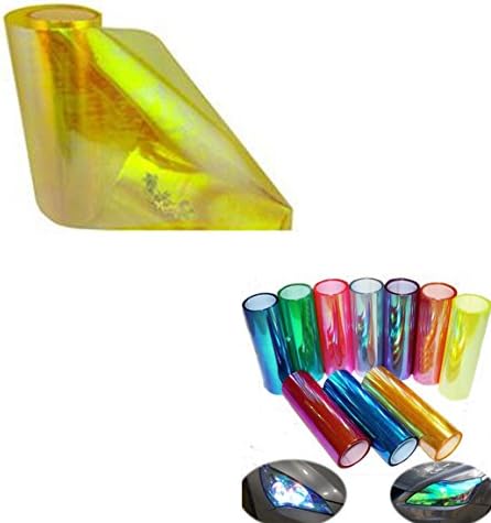 AZQKJ 200cm x 30cm Self Adhesive Headlights,Tail Lights,Fog Lights,Sidemarkers Tint Vinyl Film(Discolour Yellow)