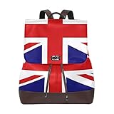 FANTAZIO Sacs à Dos Drapeau Anglais Cuir Sac d'école Sac à Dos