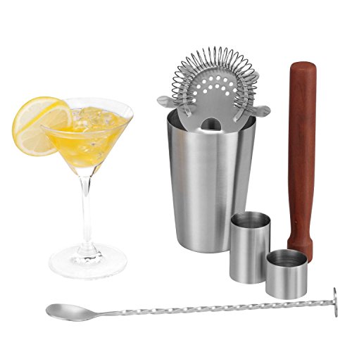 Barmix – 56-teiliges Cocktailmixerset, 750ml Shakerbecher, Sieb, gedrehter Löffel für die Mixing Bar, 25ml + 50ml Messbecher, ein Rüttler, Sieb, Rührlöffel, Messer, Eiskübel und Zangen, 24 hawaiianische Strohhalme 3D, runde Eiswürfelform + KOSTENLOSES Ideenbroschüre mit 150 göttlichen Rezeptideen. - 4