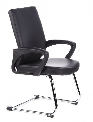 hjh OFFICE, 650500, Visitor Chair, Conference Chair, VISTO STAR, black, faux leather, comfort guest chair with stable cantilever frame, ergonomic back rest, armrests, thick padded, not stackable, low price