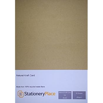 Stationery Place Brown Recycled Natural Kraft Card - A4 280 GSM 100