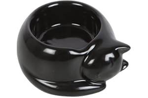 SOMETHING DIFFERENT WHOLESALE Something Different - Portacandela a forma di gatto nero, con finitura lucida, accessorio unico per la casa ed elegante supporto ornamentale a forma di gatto