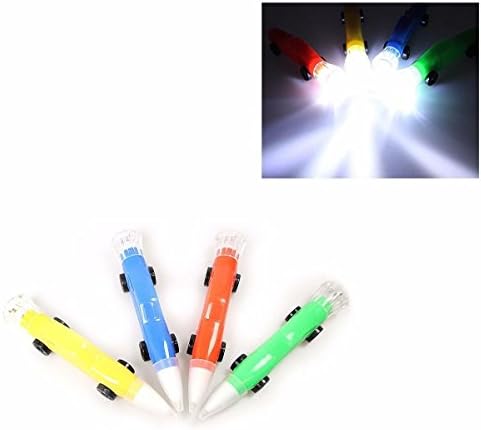 4 x LED Torch Click Button Racing Car BALLPOINT PENS-Executive Gift, Party Bags & Mobile Eraser
