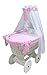 Produktbild Babymajawelt® Stubenwagen Komplett Set 10 Teile, inkl. Matratze, Bollerwagen mit großen Räder (gummiert) (Stars rosa)