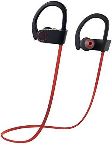 Coio Sports Bluetooth Headphone,Wireless Headphones HiFi Stereo Headset Sweatproof Earbud Noise Cancelling Headphone for Gym,Exercise,Sports,Running,Microphone for Smart Cellphone and Other Devices (Black-Red)