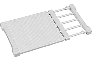JONASHER Schrankregal-Trennwände, erweiterbar, Kleiderschrank-Organizer-System, Spannstange, verstellbares Aufbewahrungsregal, Aufhänger, Trennwände, 24 cm Breite für Schlafzimmer, Badezimmer, Weiß