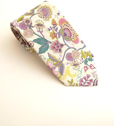 Purple and White Floral Liberty Print Cotton Tie by Van Buck