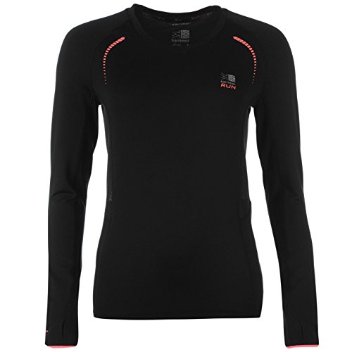 Karrimor Womens Ladies Xlite Long Sleeve T Shirt Tee Running Tops Sports Black/Acid Pink 8 (XS)