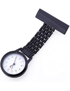 TOOGOO(R) Schwesternuhr Pulsuhr Ansteckuhr Krankenschwesteruhr Quarz mit Brosche schwarz