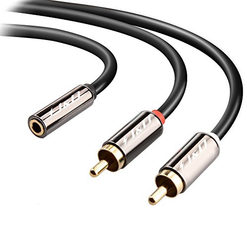 3.5 mm to 2RCA Cable, J&D RCA Cable Gold-Plated [Copper Shell] [Heavy Duty] 3.5mm Female to 2 RCA Male Stereo Audio Adapter Cable - 0.3 Meter
