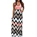 Produktbild Damen Kleid TPulling Frauen Boho Ärmelloses Gewelltes Gestreiftes Maxikleid Sommer Strandkleid gestreiftes langes Boho Kleid