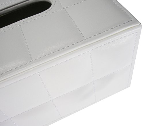 KINGFOM™ Rechteckige Leder Kosmetiktücherbox für Zuhause/Büro/Auto (Weiß) - 3