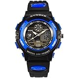 Fenkoo Kinder Sportuhr digital LCD / Kalender / Chronograph / Duale Zeitzonen / Alarm Caucho Band Schwarz Marke-