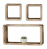 holzregal wand selber bauen Drei Regalwürfel aus Paulownia-Holz in der Farbe Natur