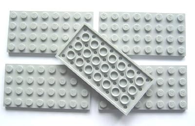 Lego Bricks 3035 City – Planches (4 x 8 pivots, 5 pièces, Gris Clair