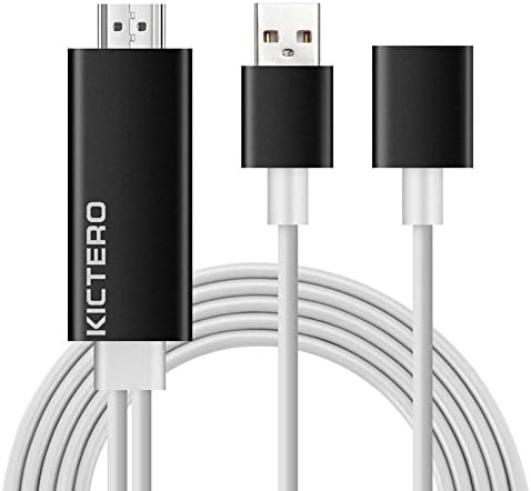 Lightning to HDMI Cable, Kictero Plug and Play Lightning Digital AV Adapter High-Speed 1080P MHL to HMDI HDTV Cable for iPhone iPad Samsung Smartphones to Mirror on HDTV Projector (Black)