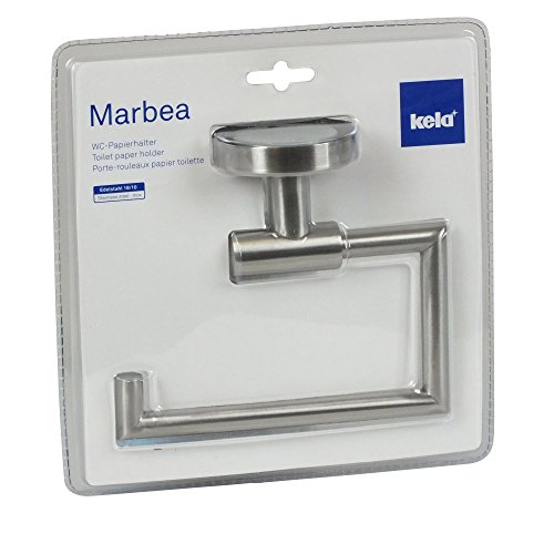 Kela 21582, WC-Papierhalter für Wandbefestigung, 1 Rolle, Edelstahl 18/10, Marbea, 11cm, Silber Matt - 5