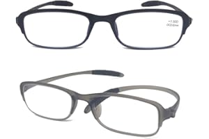 Mcoorn Gafas de Lectura Ligeras Flexibles (Pack 2), Rectangulares con Filtro Anti Luz Azul