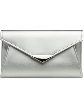 CASPAR TA363 elegante Damen XL Envelope Clutch Tasche / Abendtasche / Umhängetasche mit langer Kette