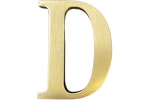 BWRMHME Letras inglesas autoadhesivas de latón macizo de 1.77 pulgadas de altura, 4.5 cm, adhesivo de pared, números de buzón de correo dorado, números de dirección de casa, nombre de estudio, combinación de