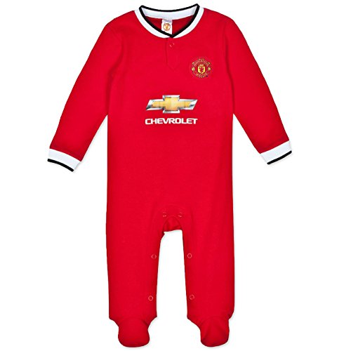 Manchester United FC Official Football Gift Home Kit Baby Sleepsuit 9-12 Months