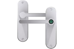 Blusafe Fingerprint Internal Door Lock, Biometric Smart Door Handle, 50 Fingerprints, 2 Backup Keys, HMO/Student Houses, Bedrooms, Home Office Locks (Long, Satin Chrome)