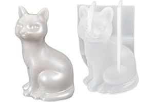 Ideen mit Herz Moule en silicone en forme de chat - Moule à couler soi-même - Moule pour résine époxy, plâtre, béton, cire ou savon - Convient à un usage alimentaire