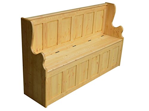 Solid Pine Storage Bench, 5ft Wide Handcrafted & Waxed Monks Bench, Settle, Pew with Lifting Lid Shoe Storage Seat. Choice of Colours. No flat packs, No assembly (MB5P)