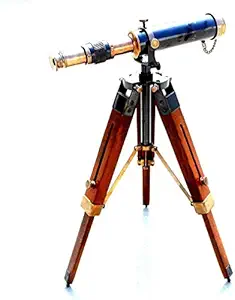 Nikita International Black Antique Brass Telescope with Wooden Tripod Stand. can be Used as Home Decor, Office use and for Gift Purpose.