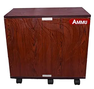 AMMU Wooden Trolley with Battery Tray for Inverter Battery (Maroon Color)
