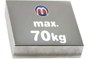 MAGNOSPHERE Rectangular Block Magnet 50 x 50 x 10mm Neodymium N45 (NdFeB) Nickel-plated - Force 70 kg - Super Strong Magnets for Industry and Home - Power Magnetic Blocks