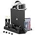 Produktbild FlexDin PS4 Pro / PS4 Slim / PS4 Standfuß Vertikalständer PS4 Kühler, 2 PS 4 PlayStation Move Controller Ladestation, 2 DualShock 4 Ladestation, VR Brille PS4 Halterung, 3 USB-HUB, 14 Games Storage