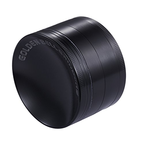 LIHAO Konkav Grinder 2.36″ Groß 6cm Crusher für Spice,Kräuter,Gewürze,Kaffee,Herb 4-teiliges Set mit Schaber (Schwarz) - 4