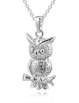 MATERIA Anhänger Eule Vogel Silber 925 rhodiniert für Kinder Damen inkl. Schmuckbox #KA-221