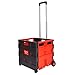 Produktbild DXP Transport Trolley klappbar bis 35kg Einkaufstrolley Einkaufswagen Klappbox Transportwagen Shopping Trolley Faltbox Aluminium Kunststoff Schwarz WS-02 (Schwarz-Rot ohne Deckel)