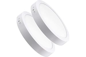 MUNDDY - PACK DE 2 Downlight LED Panel Superficie Redondo, iluminacion 12W, 960Lm 6000k Blanco Frío, marco blanco. Driver incluido