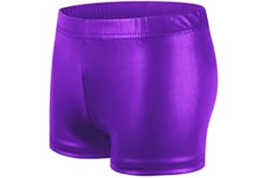 PythJooh Girls Dance Shorts, Little Girls Sparkle Glitter Gymnastics Shorts Metallic Athletic Dancewear Shorts 3-14 Years