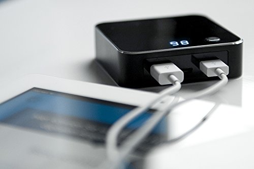 ednet 31891 Power Bank mit LED-Display, Kapazität: 7.800 mAh, 2x USB Port ( 1A + 2,1A) + Micro USB, kompakte Größe, schwarz - 5