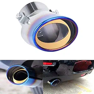 Oshotto Stainless Steel SS-006 Car Exhaust Silencer Muffler Show-Blue and Chrome