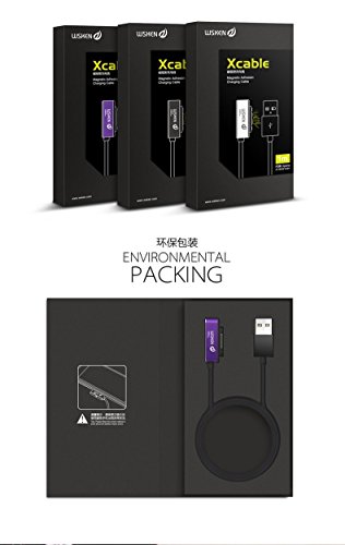 WSKEN LED Status Magnet USB Ladekabel für Sony Xperia Z3 , Sony Xperia Z3 Compact , Sony Xperia Z2, Sony Xperia Z1 Smartphone , Sony Xperia Z Ultra XL39h , Sony Xperia Z1 Mini, Sony Xperia Z2 Mini Ladekabel Anschluss Adapter Anschluss Stecker Verbindung – silber - 8