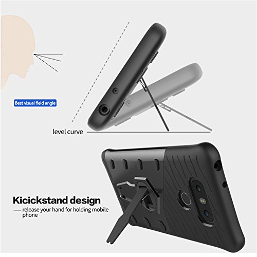 Funda LG G6 Armor Carcasa   Tarea Pesada  360 Grados de Rotaci  n Soporte de Combinaci  n a Prueba de Golpes H  brido Defender Carcasa Duro Prueba de Choques y Dustproof de Caja Protectora para LG  LG G6  Plata 