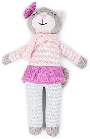weeg oamigo-gestrickte Figurine chat – Doudou articulé Peluches Animaux Animaux en coton, 33 cm, multicolore