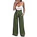 Produktbild Luckycat Damen Lose Lange Stretch Weites Bein Hose Leicht Weich-Gefühl Sommer Hosenrock Damen Hosen Lang Weites Bein Sommerhose Gummibund Freizeithose mit Taschen und Gürtel