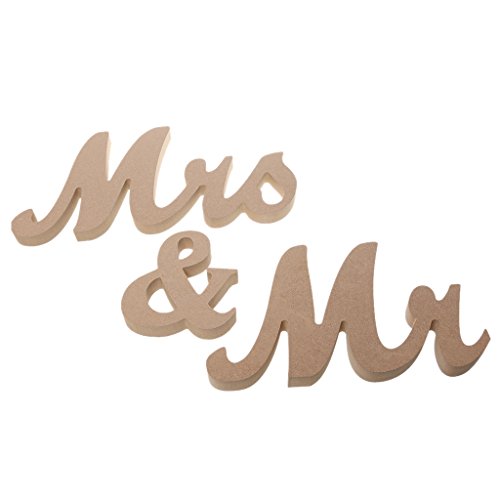 MagiDeal Rustikales Mr & Mrs Holzbuchstaben Holz Aufsteller Schriftzug Dekor Tischdekoration