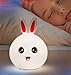 Produktbild Nachttischlampe für Kinder, nachfüllbar, Hasenform, LED-Licht, Schneefräse, Nachtlicht für Kinder- und Babyzimmer, Silikon-Lampe, Touch-Lampe und Laptop, mit bunten Lichtern