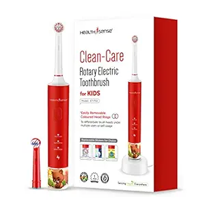 HealthSense Clean-Care ET 702 Rechargeable Rotary Electric Toothbrush for KIDS with 4 Sticker, Soft Bristle Head & Dust Cover | IPX7 Waterproof & 3 Dynamic Cleaning Modes | One Year Warranty