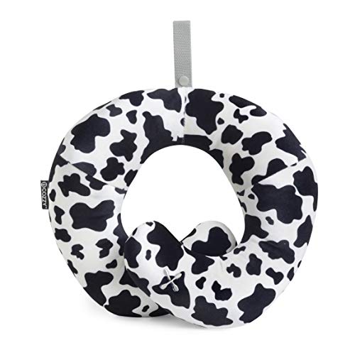 BCOZZY Kinnstütz-Reise-Nackenkissen - Unterstützt den Kopf, Hals und das Kinn in jeder Sitzposition. EIN patentiertes Produkt. Muster (Erwachsene GRÖSSE, Kuh)