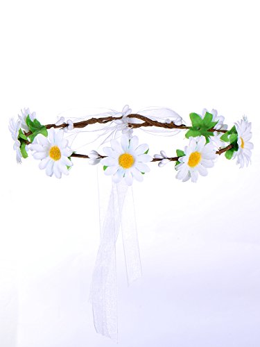 eBoot 6 Stück Mehrfarbig Blume Stirnband Kranz Floral Kranz Girland Stirnbänder mit Verstellbar Band für Festival Feier Party - 4