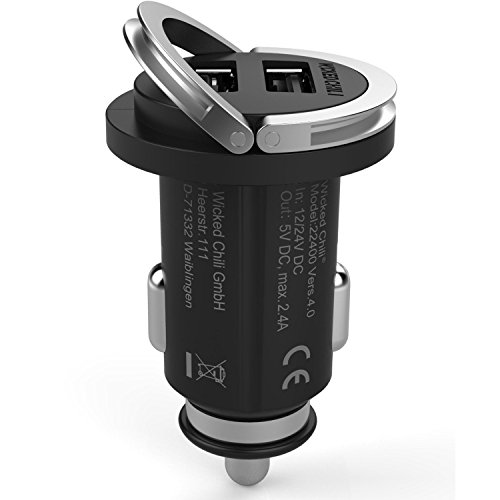 Wicked Chili Turbo-ID 2400mA/12W Zweifach USB KFZ-Ladegerät für Apple iPhone/iPad /iPod Air, Touch, Mini, Pro, 7, 7 Plus, 6S, 6S Plus, 6, 6 Plus, SE, 5S, 5 (2.4 A Multi Port, V4.0) - 2