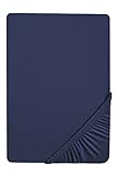 Biberna Drap housse en jersey stretch 100% coton, très doux et extensible, pour un lit simple de 90 x 190 cm à 100 x 200 cm, coloris bleu marine, 77155/290/040